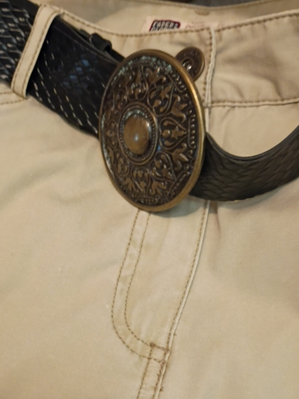 Tan Cotton Western Circle Skirt with Black Belt And Fancy Stitching, 10, NWOT - Picture 11 of 13